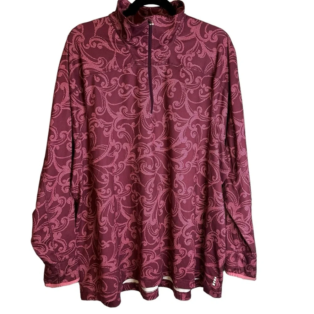 Lands’ End 3X Quarter Zip Performance Pullover Paisley Active Golf Resort Hiking